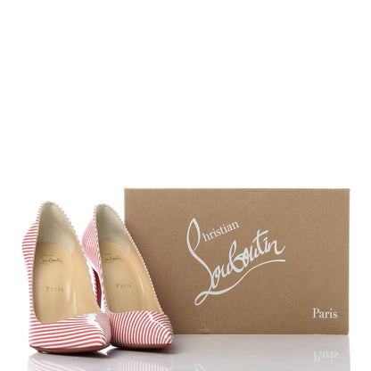 Christian Louboutin Patent Pigalle Follies Stripes 100 Pumps 38.5 Smoothie White 9 of 9