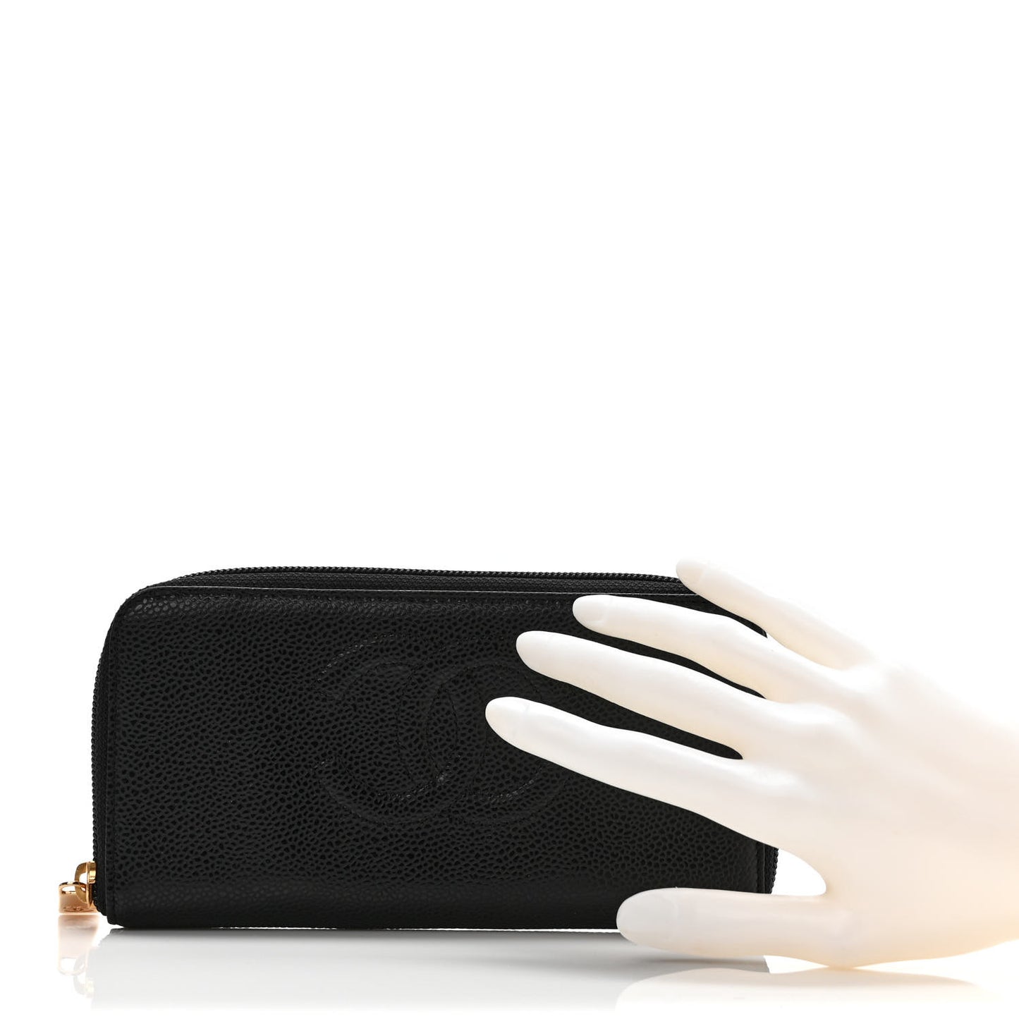 Caviar Large Timeless CC Zip Around Wallet Black