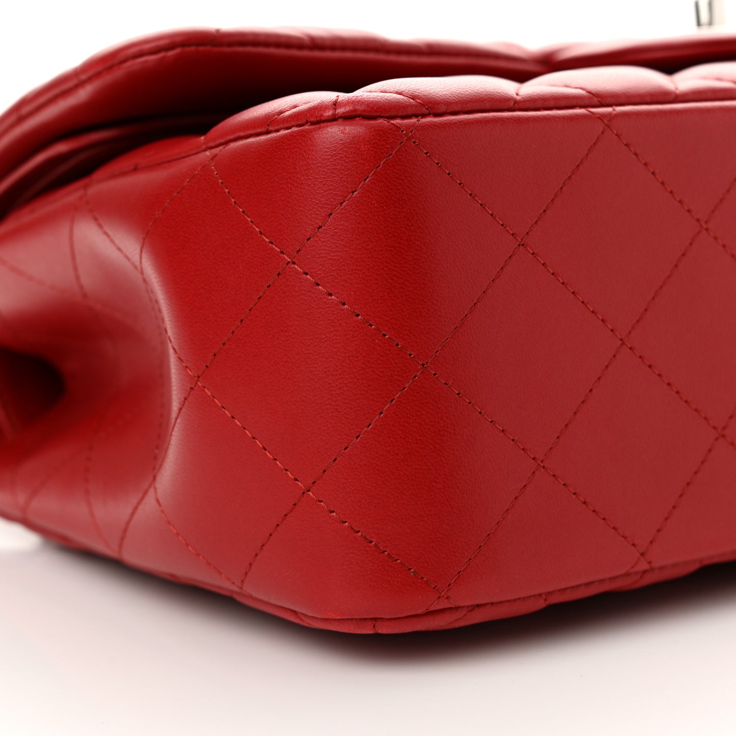 Lambskin Quilted Jumbo Double Flap Red