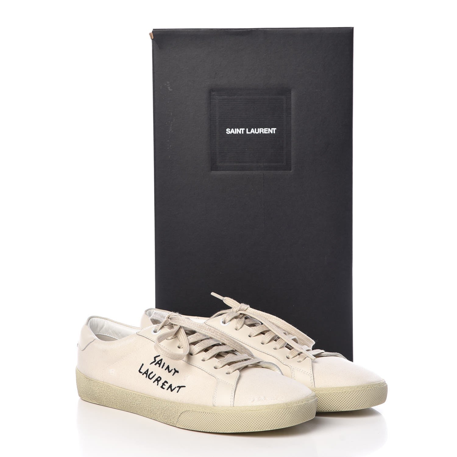 Saint Laurent Distressed Canvas Mens Elba Light Alpha Sigma Sneakers 40 Blanc Optique 9 of 9