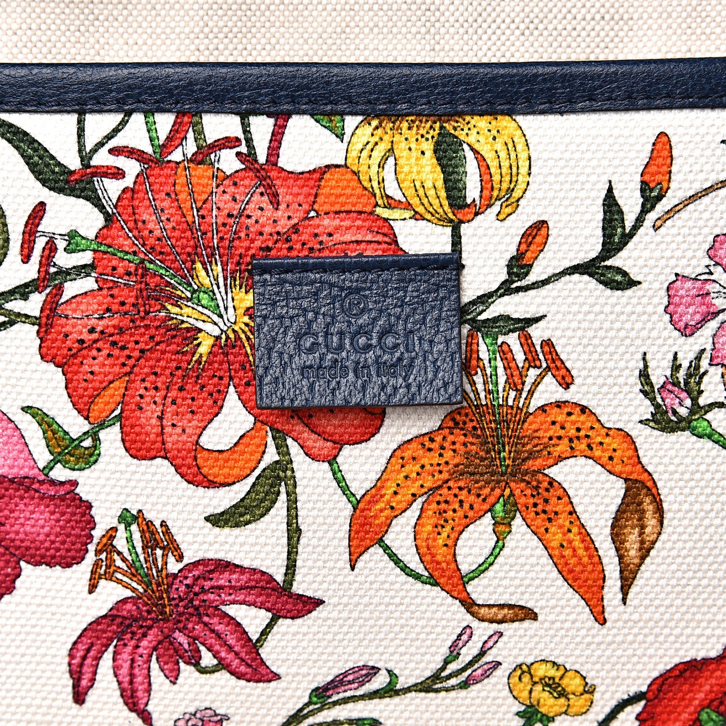Canvas Large Flora Tote Navy Multicolor