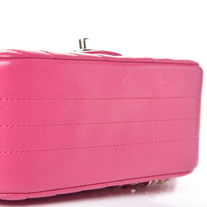 Chanel Lambskin Chevron Quilted Mini Square Flap Fuchsia 8 of 9