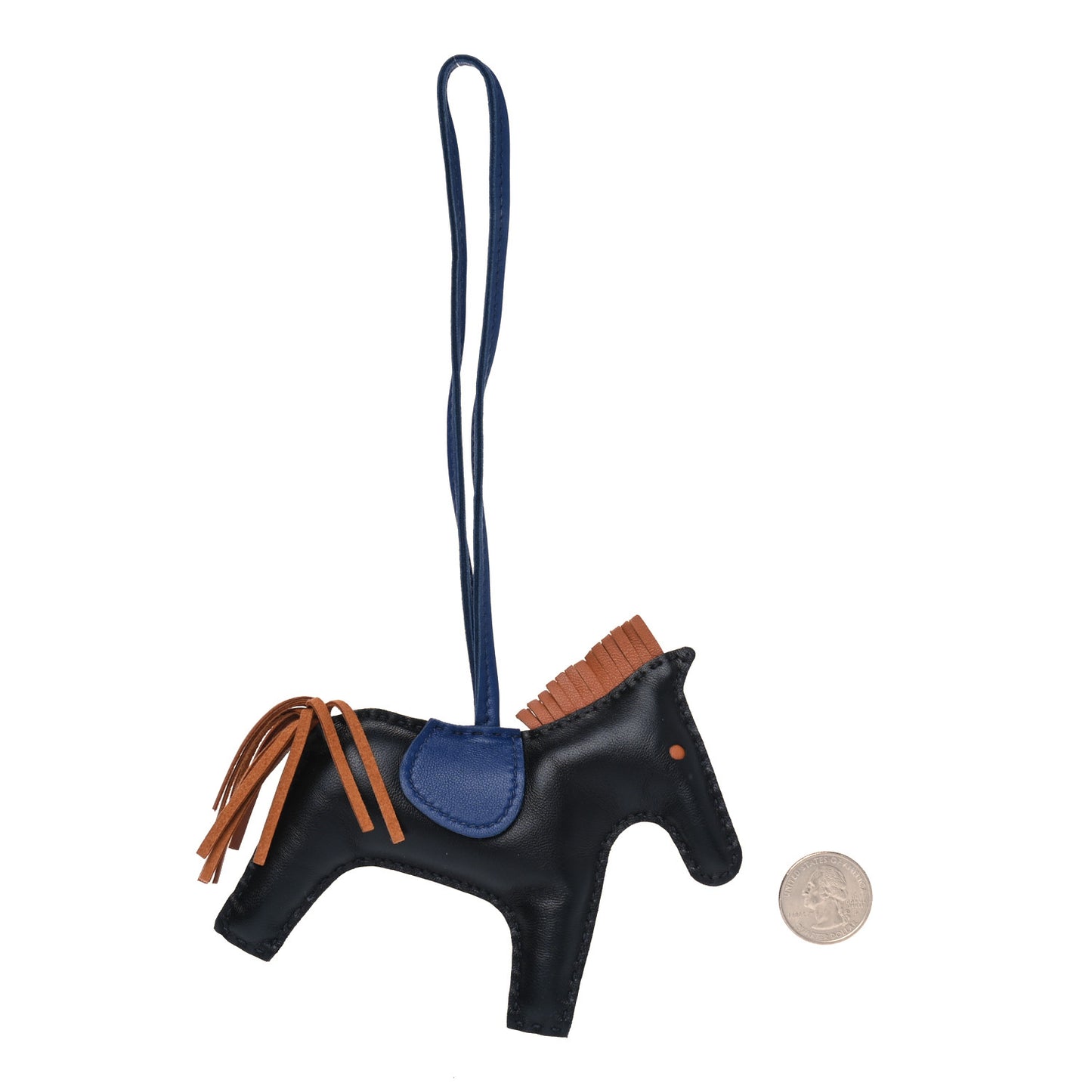 Milo Lambskin Grigri Rodeo Horse Bag Charm MM Black Bleu Saphir Gold