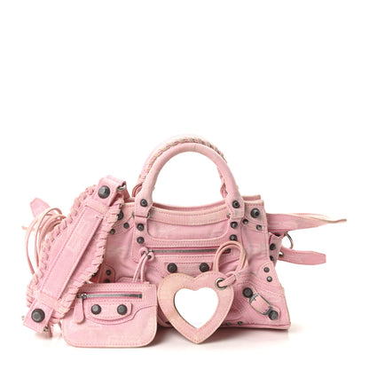 Balenciaga Denim BB Monogram Neo Cagole Handbag XS Pink 3 of 11