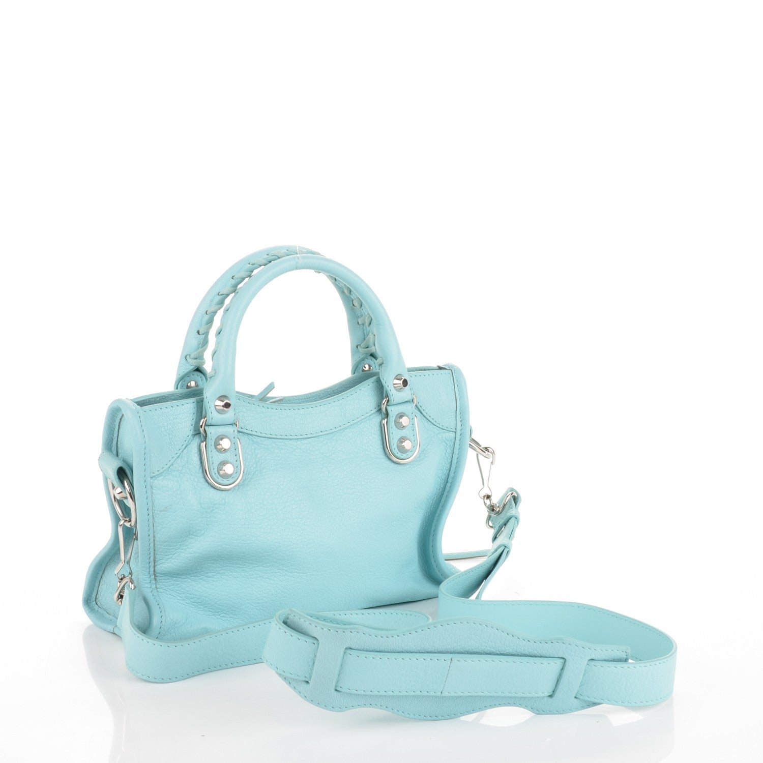 Balenciaga Chevre Silver Metallic Edge Hardware Classic Hardware Mini City Bleu Maldives 3 of 8