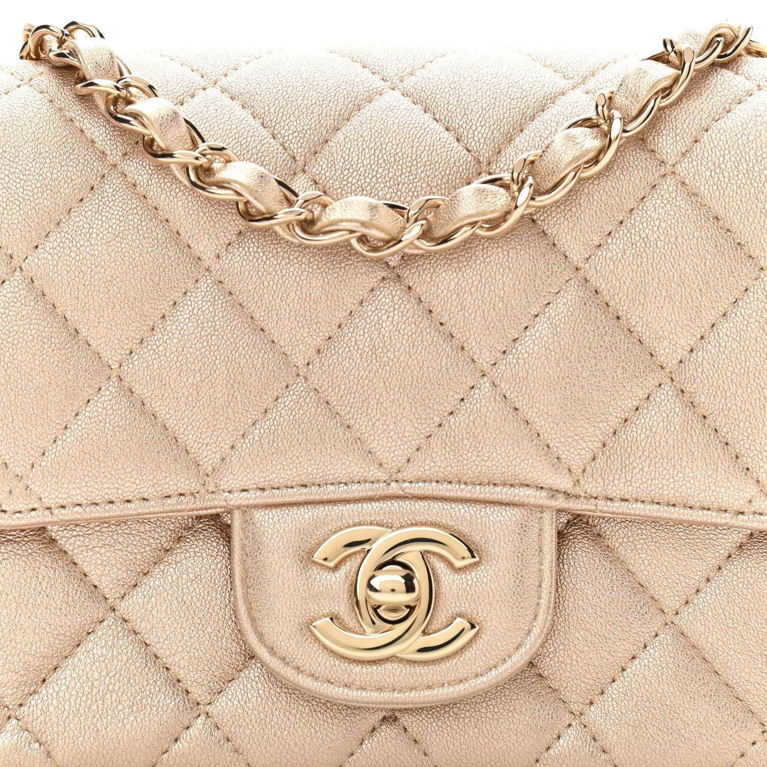 Chanel Metallic Lambskin Quilted Mini Square Flap Gold 7 of 10