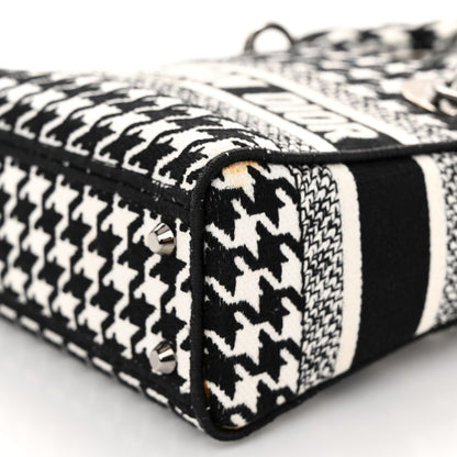 Christian Dior Canvas Houndstooth Embroidered Mini Lady D-Lite Black White 9 of 11