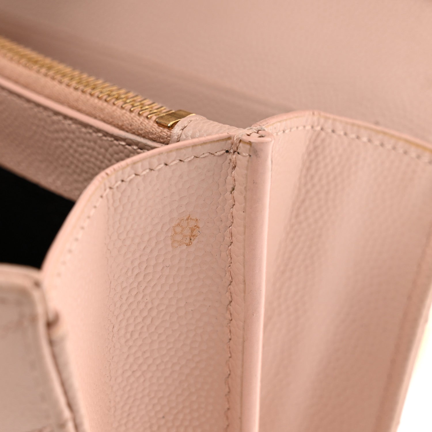 Saint Laurent Grain De Poudre Matelasse Chevron Monogram Chain Wallet Pale Blush 12 of 14