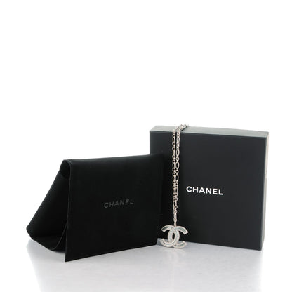 Chanel Crystal Glass CC Pendant Necklace Silver 5 of 5