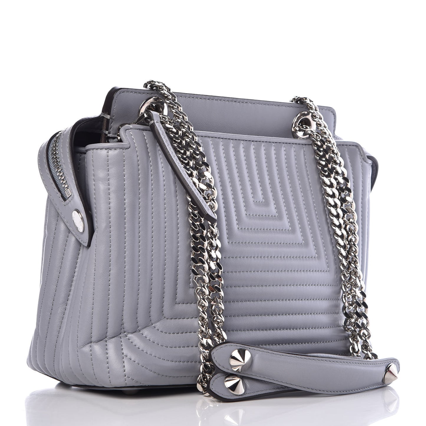 Shiny Nappa Trapuntata Small DotCom Click Chain Satchel Ardesia