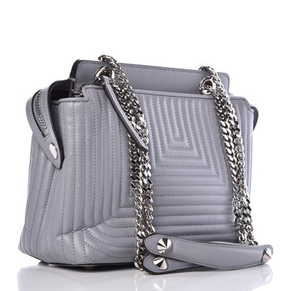 Fendi Shiny Nappa Trapuntata Small DotCom Click Chain Satchel Ardesia 3 of 9