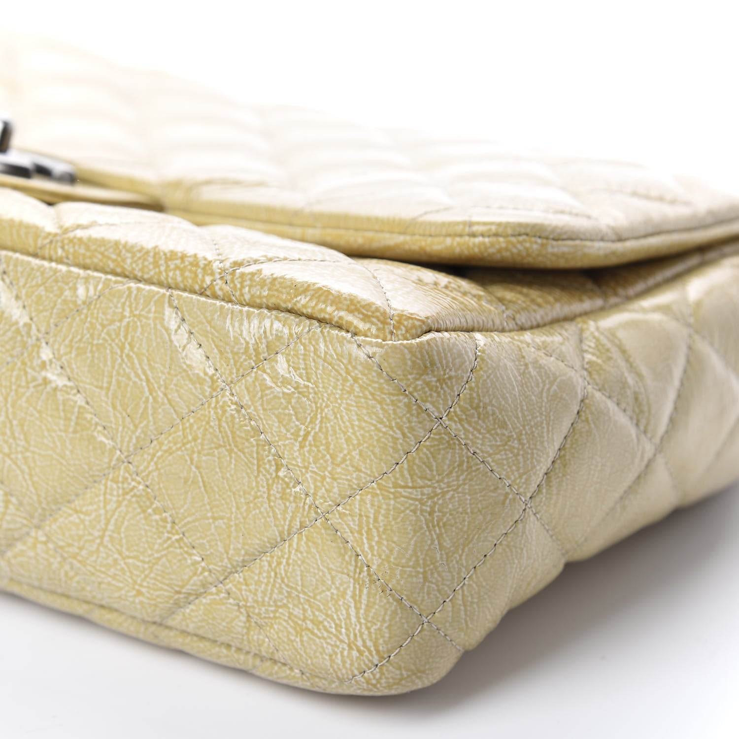 Chanel Crinkled Patent Quilted Jumbo Single Flap Light Beige 7 of 16