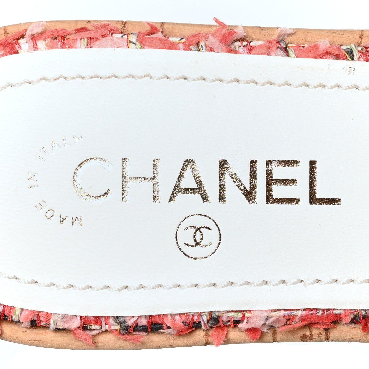 Chanel Tweed Cork Mule Sandal 40 Coral Red Pink 8 of 8