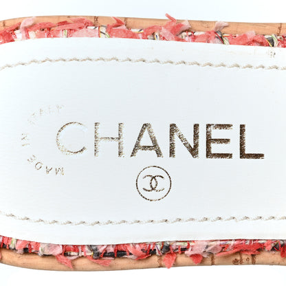 Chanel Tweed Cork Mule Sandal 40 Coral Red Pink 8 of 8
