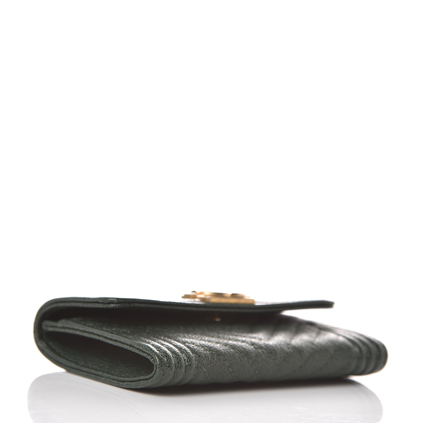Caviar Chevron Quilted Boy Card Holder Wallet Green