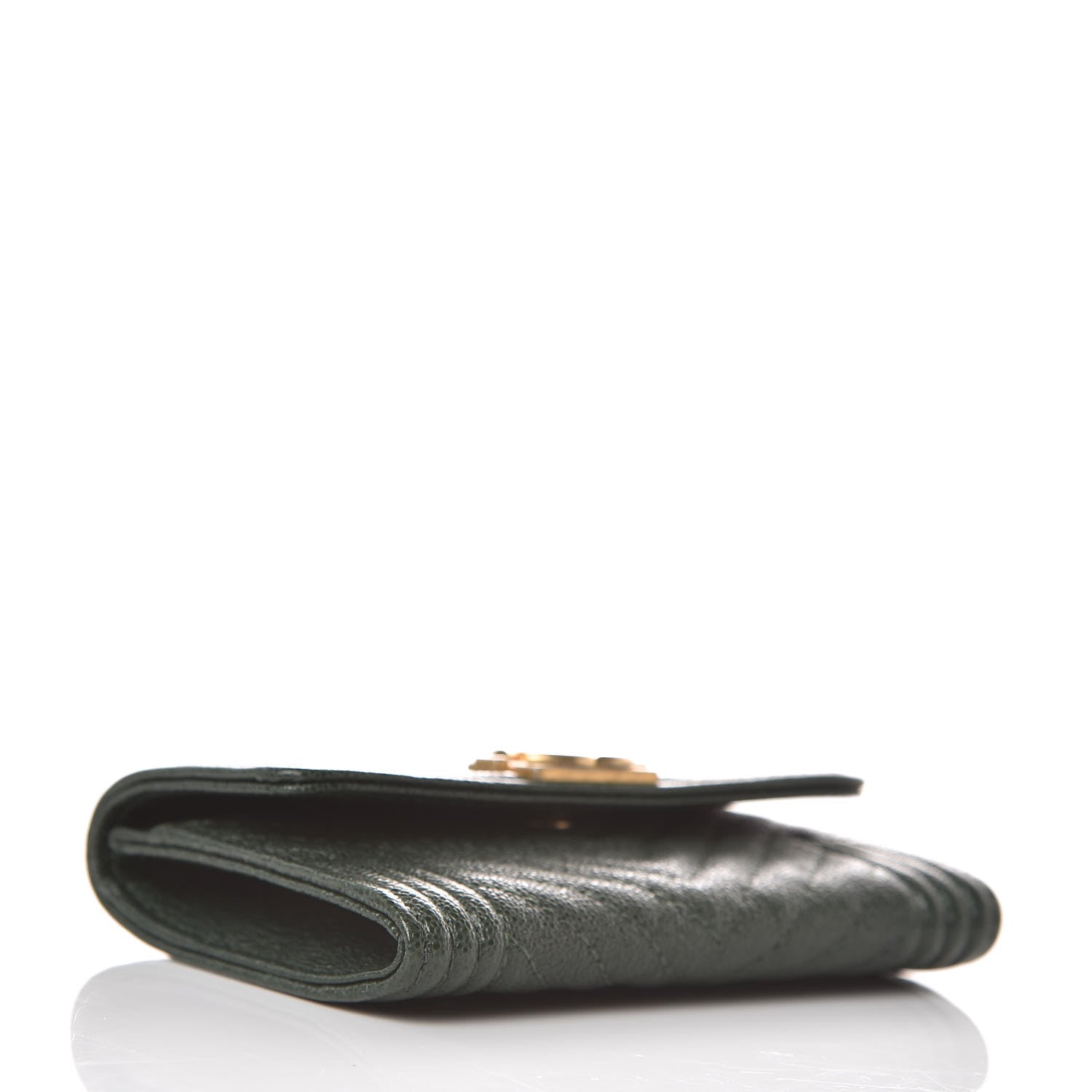 Chanel Caviar Chevron Quilted Boy Card Holder Wallet Green 4 of 9