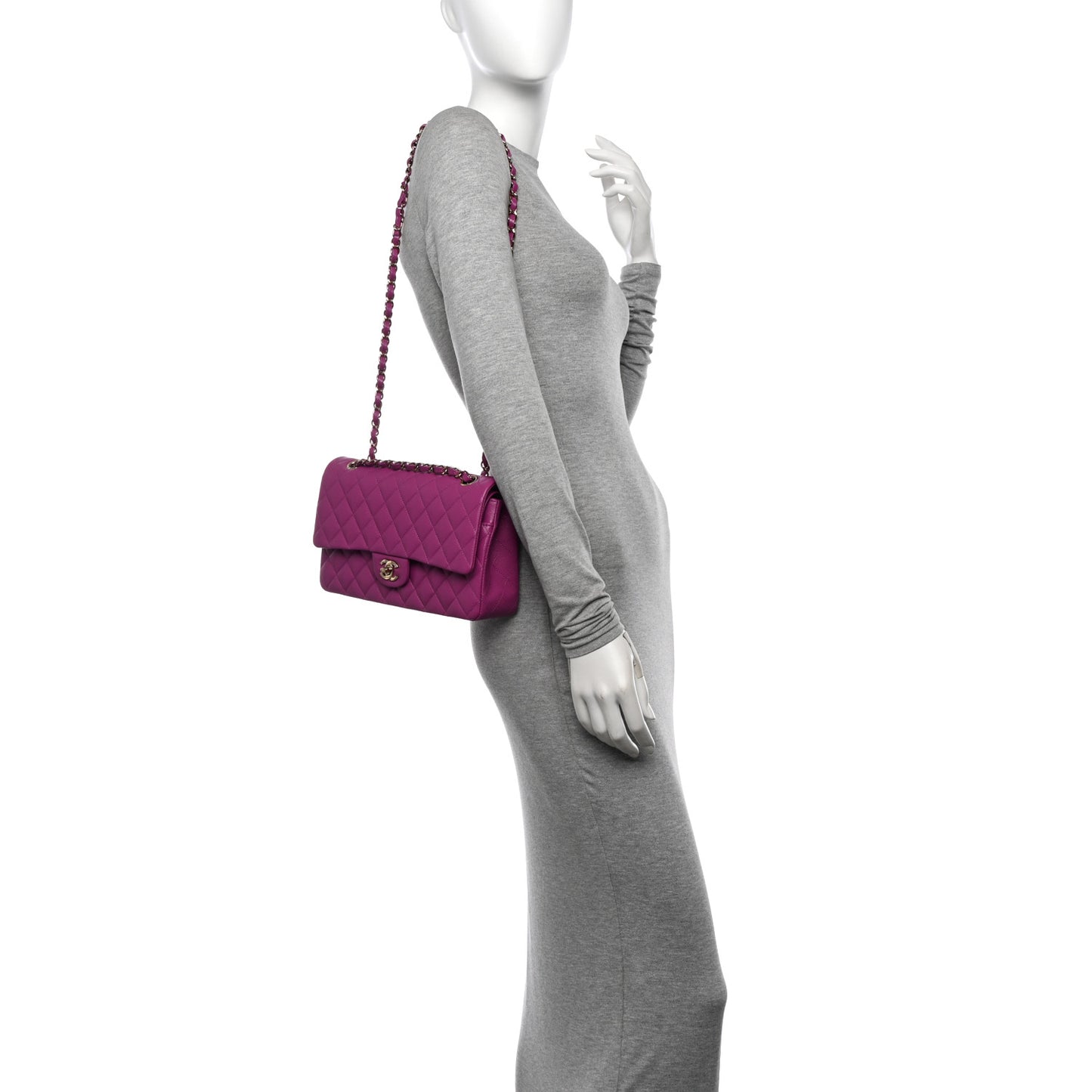 Caviar Quilted Medium Double Flap Purple