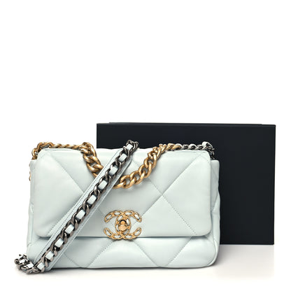 Chanel Lambskin Quilted Medium Chanel 19 Flap Light Blue 11 of 11