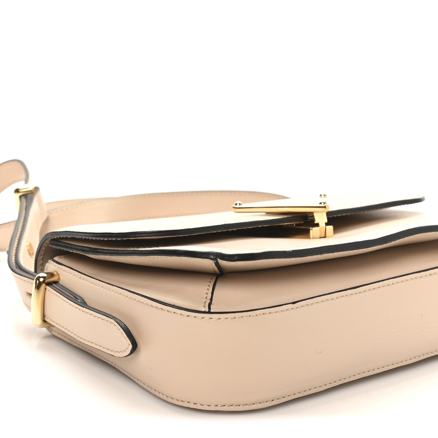 Prada Box Calfskin Triangle Embleme Flap Shoulder Bag Sabbia 8 of 9