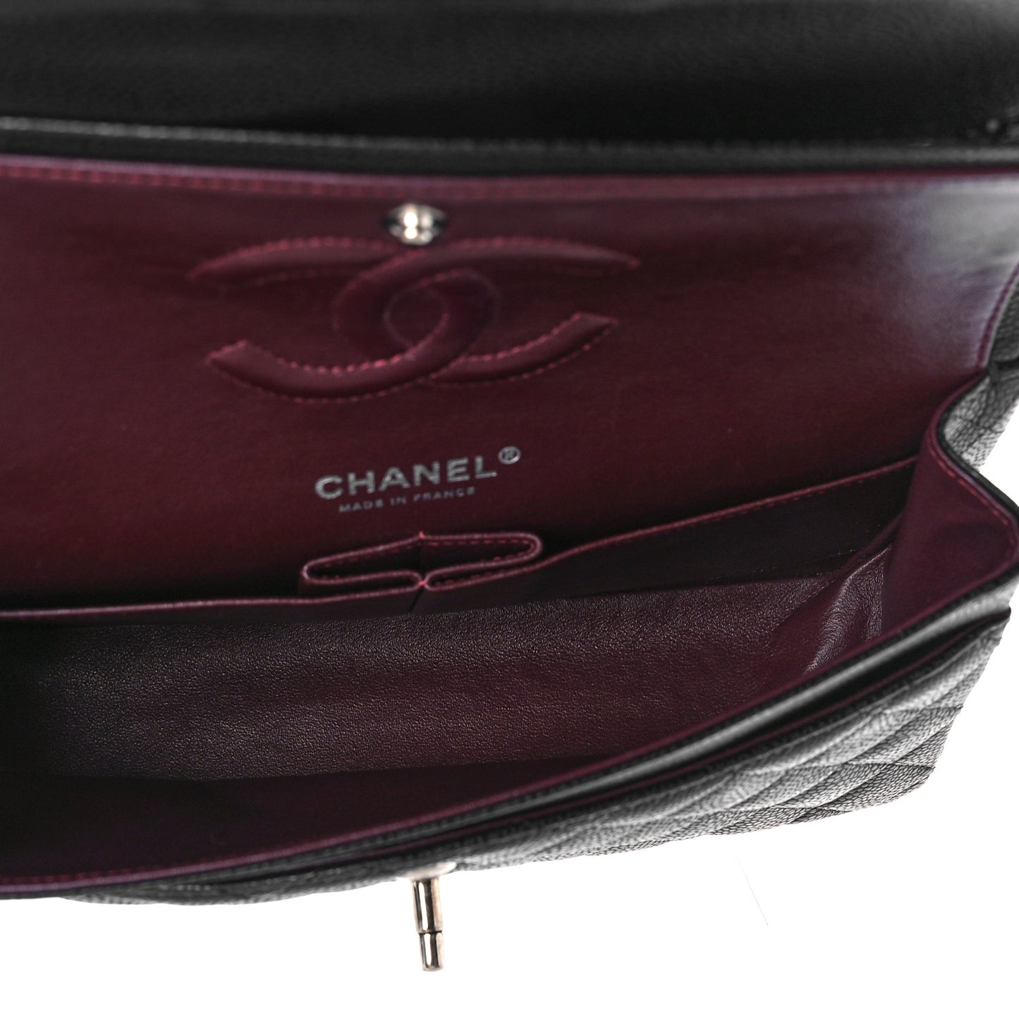 Caviar Quilted Medium Double Flap Black