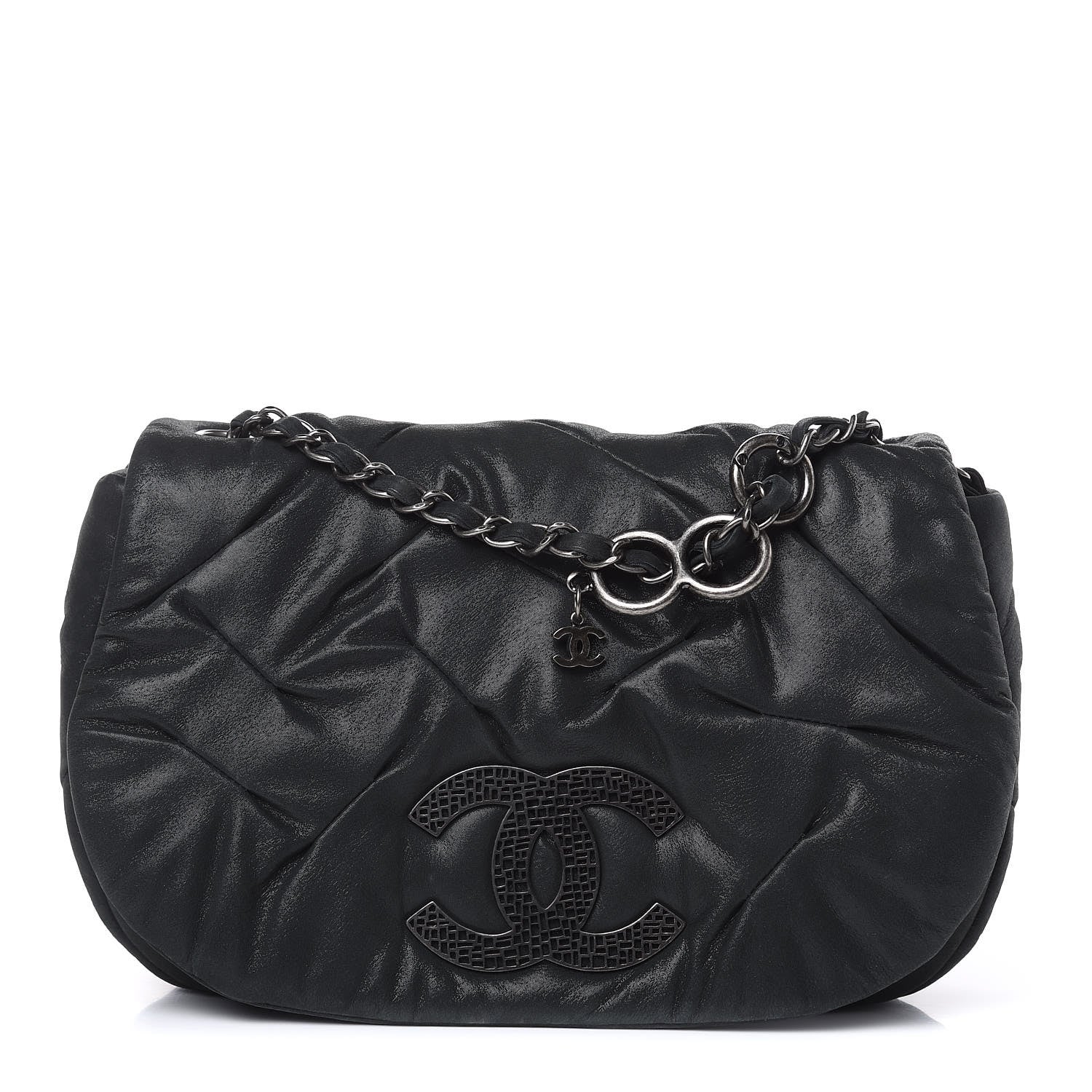 Chanel Iridescent Calfskin Glint Flap Black 1 of 15