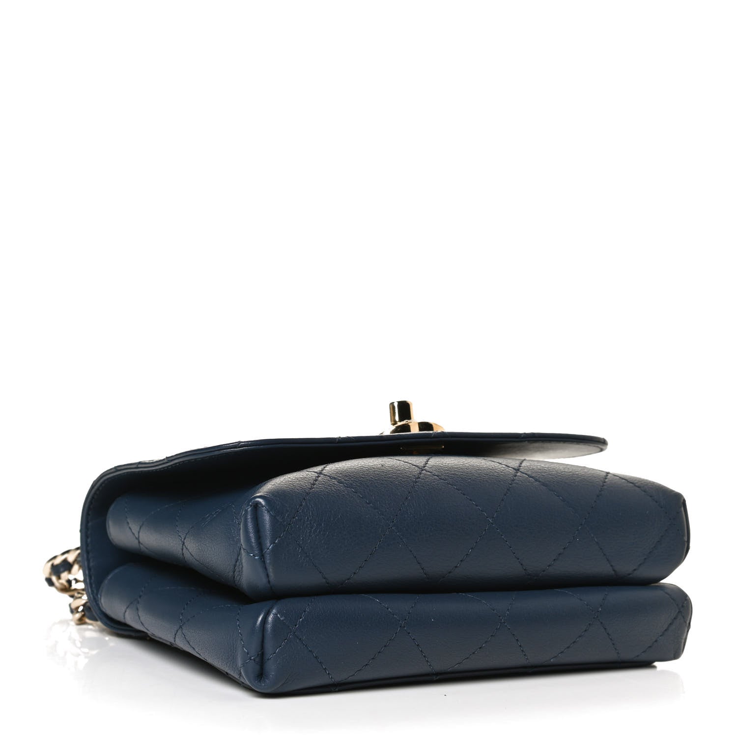 Chanel Calfskin Quilted Small Double Pocket Top Handle Flap Blue 4 of 16