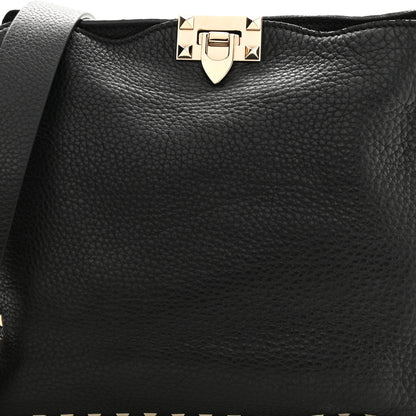 Valentino Garavani Pebbled Calfskin Small Rockstud Flip-Lock Messenger Bag Black 6 of 9