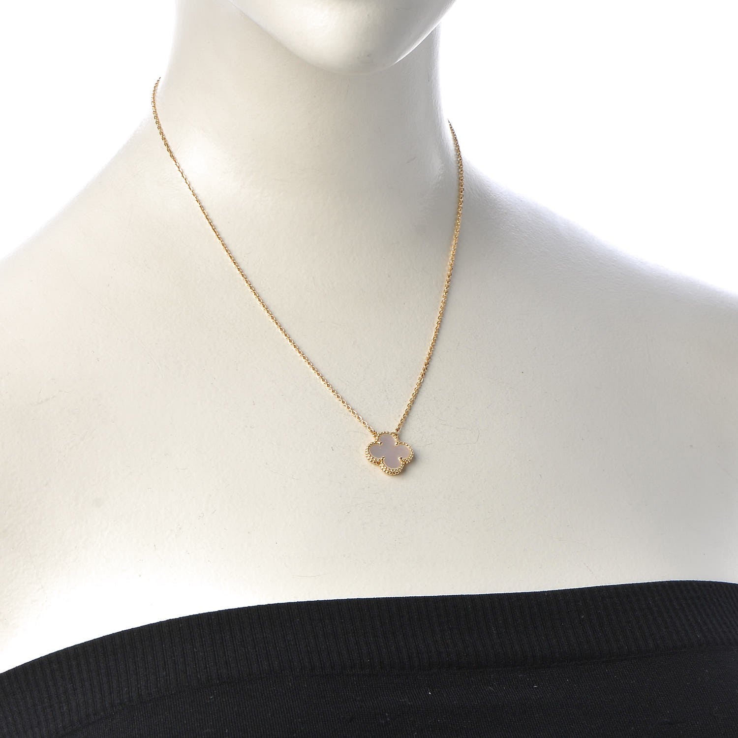 Van Cleef & Arpels 18K Yellow Gold Mother of Pearl Vintage Alhambra Pendant Necklace 2 of 6
