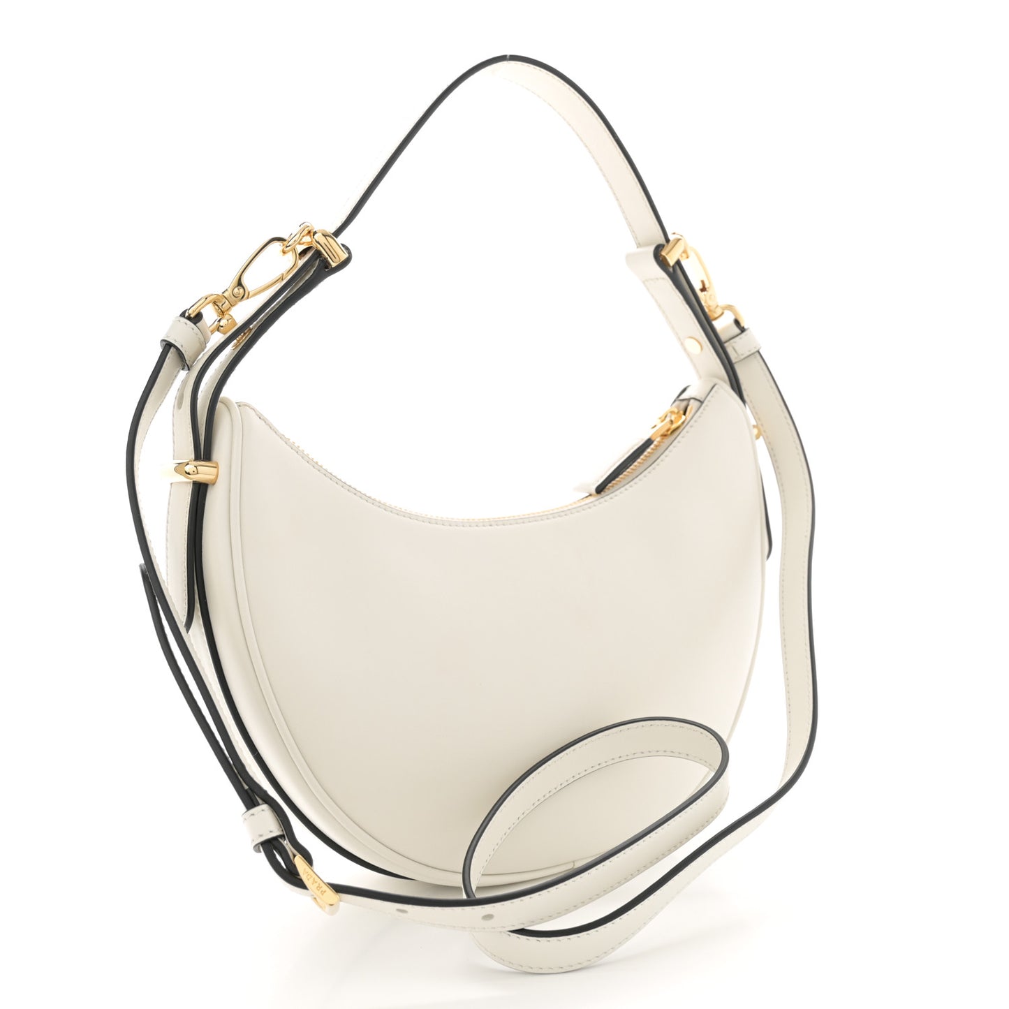 Soft Calfskin Arque Shoulder Bag White