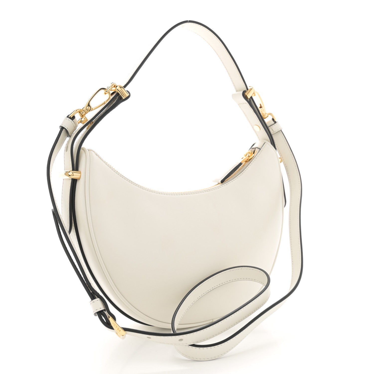 Prada Soft Calfskin Arque Shoulder Bag White 3 of 10