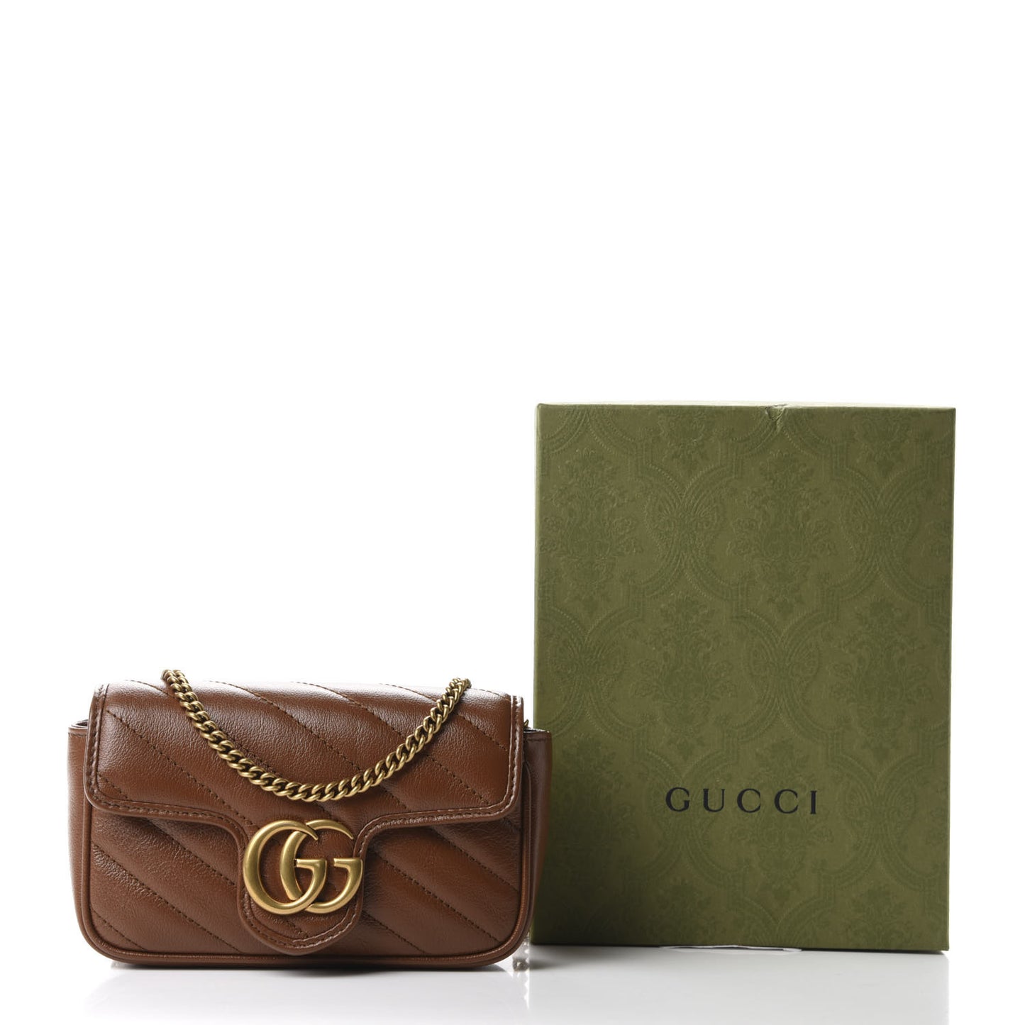 Azalea Calfskin Matelasse Diagonal Super Mini GG Marmont Shoulder Bag Cuir