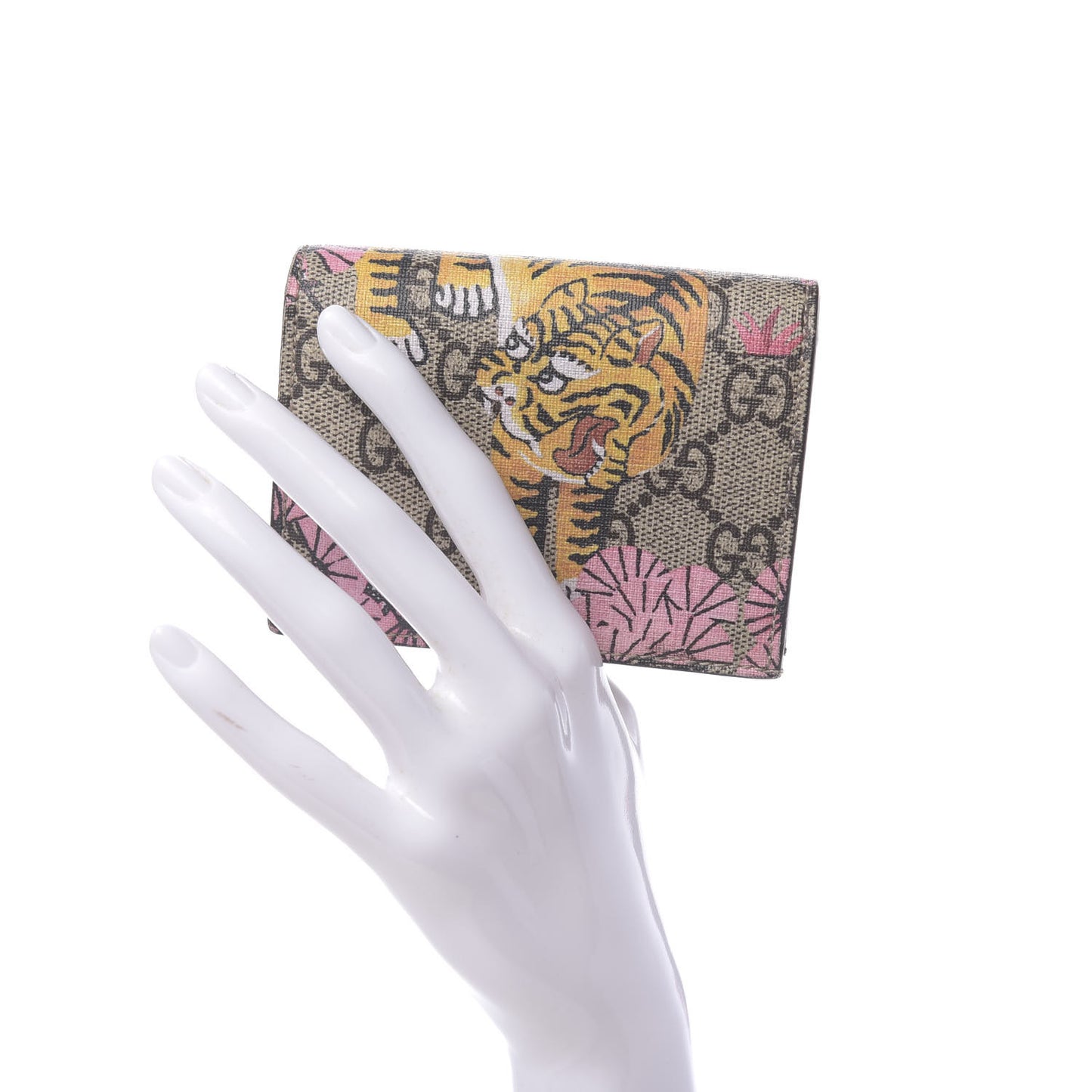 GG Supreme Monogram Bengal Card Case Beige Pink