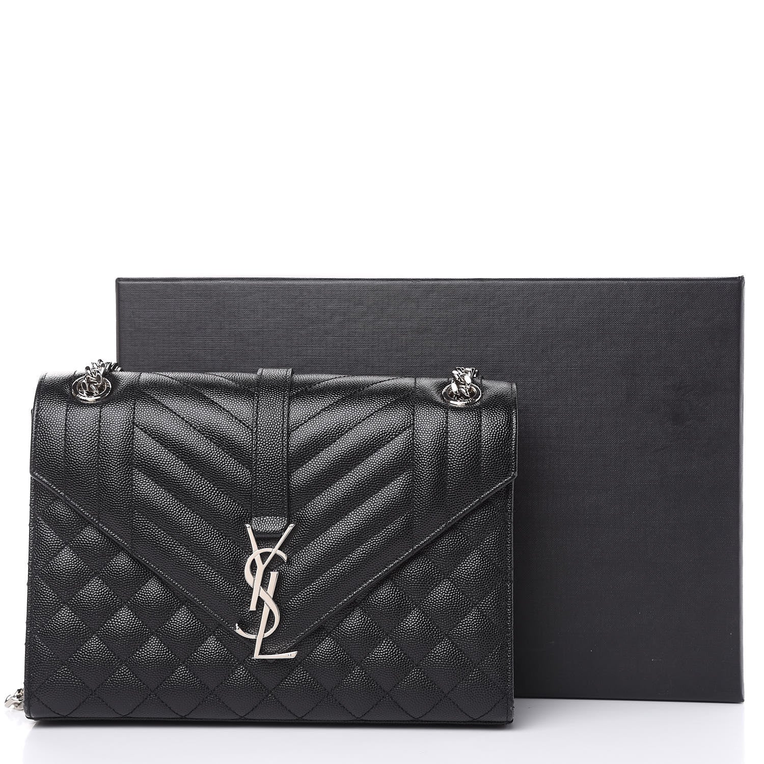 Saint Laurent Grain De Poudre Textured Mixed Matelasse Triquilt Medium Monogram Satchel Black 10 of 10