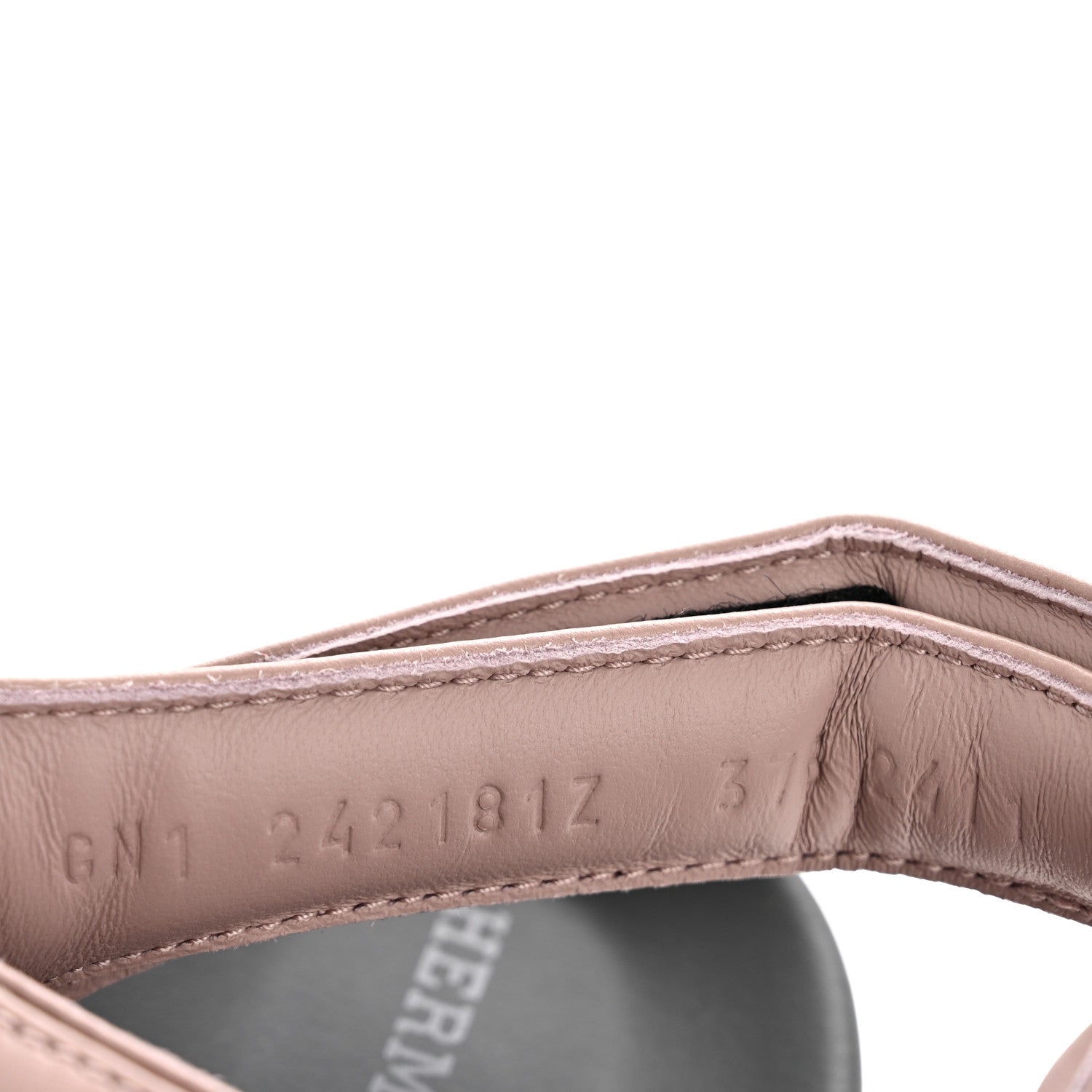 Hermes Lambskin Junior Womens Sandals 37.5 Rose Pale 9 of 10