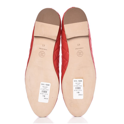 Chanel Lambskin Quilted CC Cap Toe Ballerina Flats 41 Light Red 5 of 11