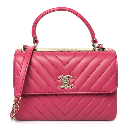 Chanel Lambskin Chevron Quilted Small Trendy CC Dual Handle Flap Bag Pink 1 of 11