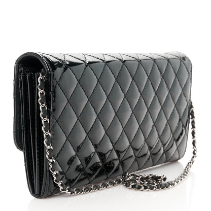 Chanel Patent Calfskin Quilted Flap Clutch With Chain Black 3 of 12