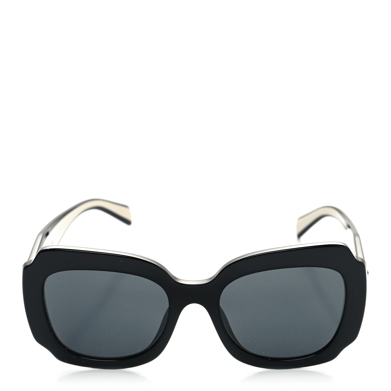 Prada Acetate Square Sunglasses SPR 16Y Black Dark Grey 2 of 5