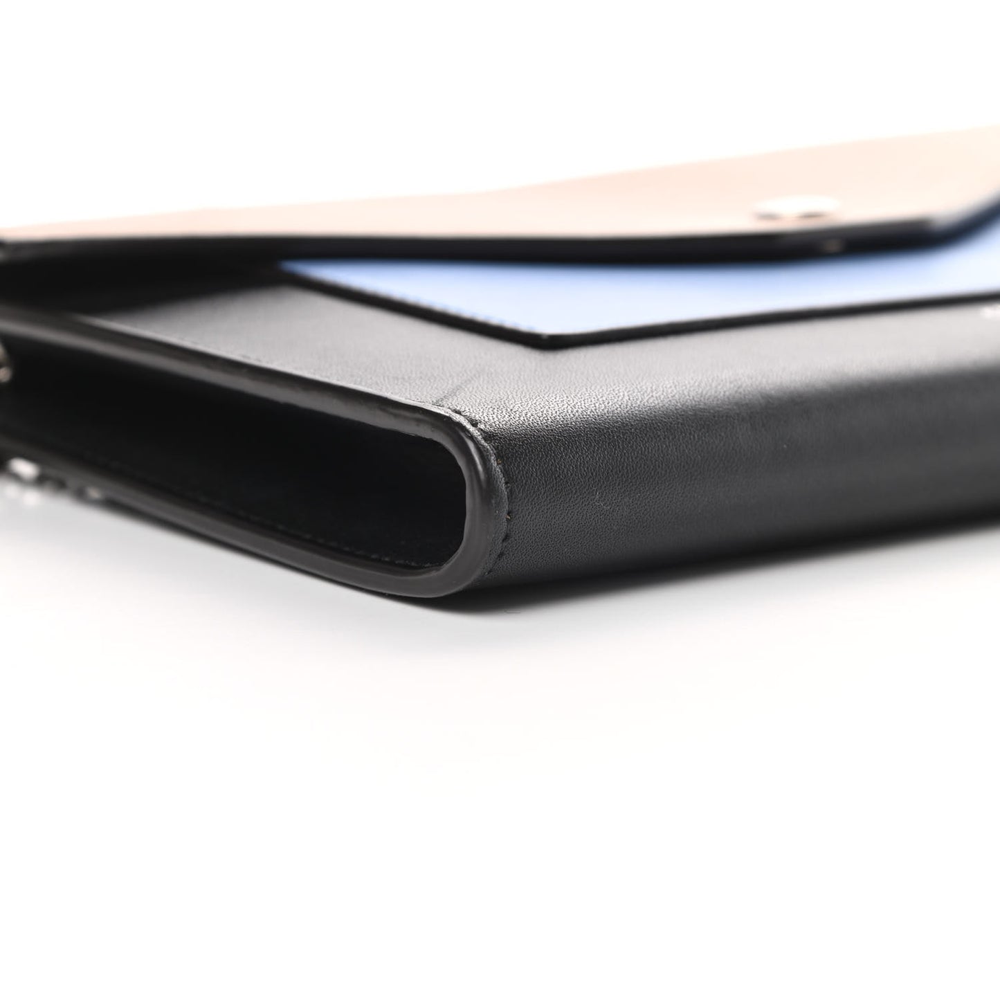 Shiny Calfskin Clutch on a Chain Multicolor