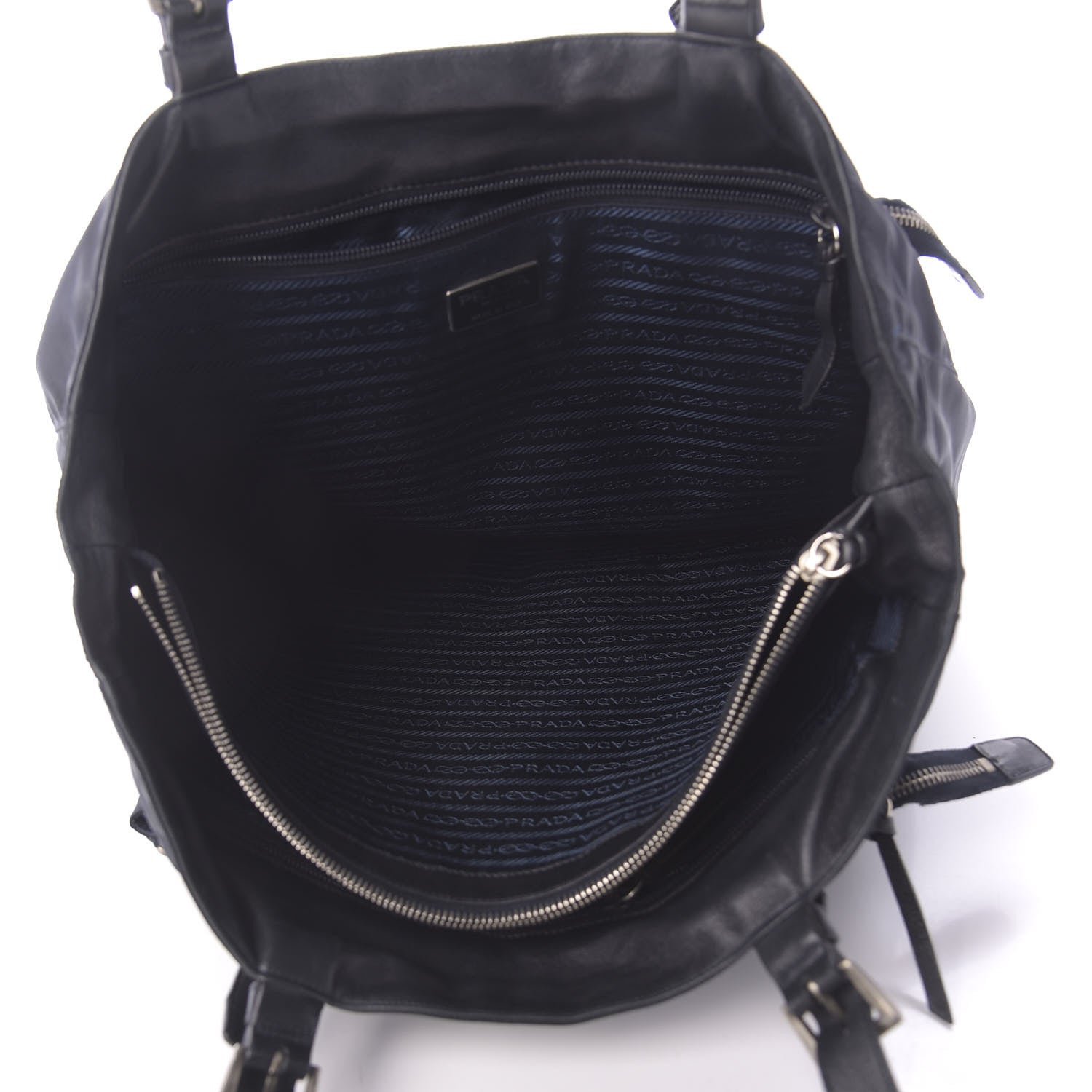 Prada Tessuto Nylon Soft Calfskin Tote Baltico 5 of 10
