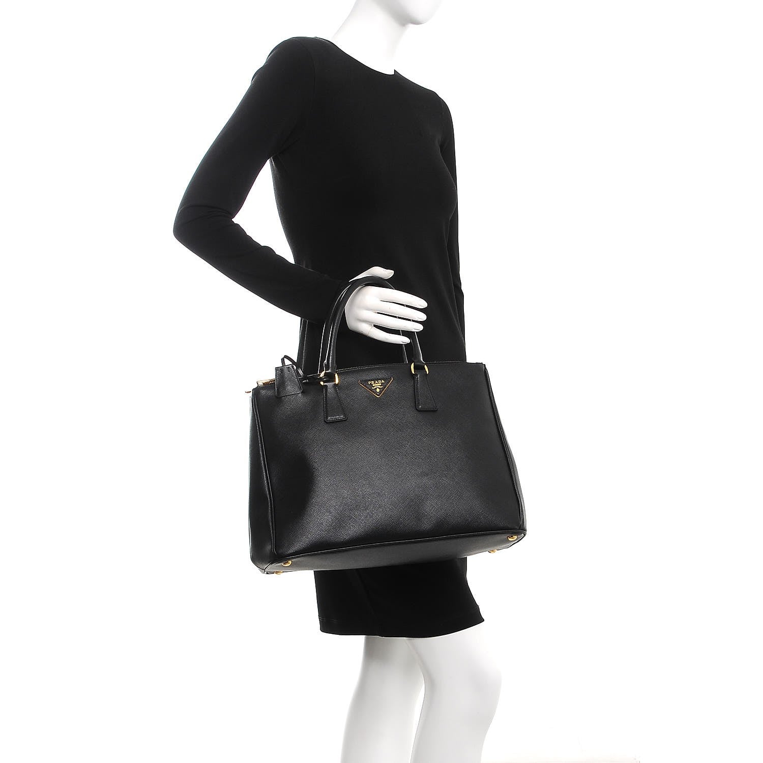 Prada Saffiano Large Galleria Double Zip Tote Black 3 of 8