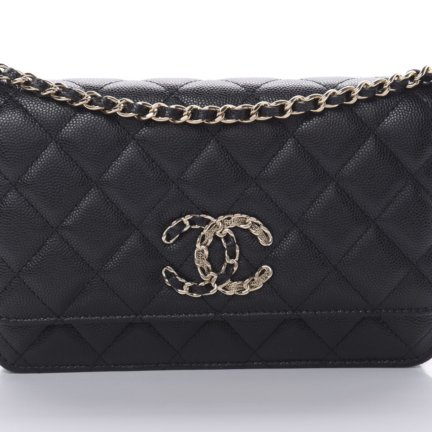 Chanel Caviar Quilted French New Wave Chain CC Wallet On Chain WOC Black 9 of 12