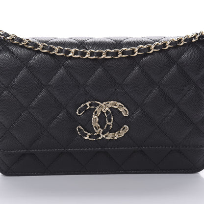 Chanel Caviar Quilted French New Wave Chain CC Wallet On Chain WOC Black 9 of 12