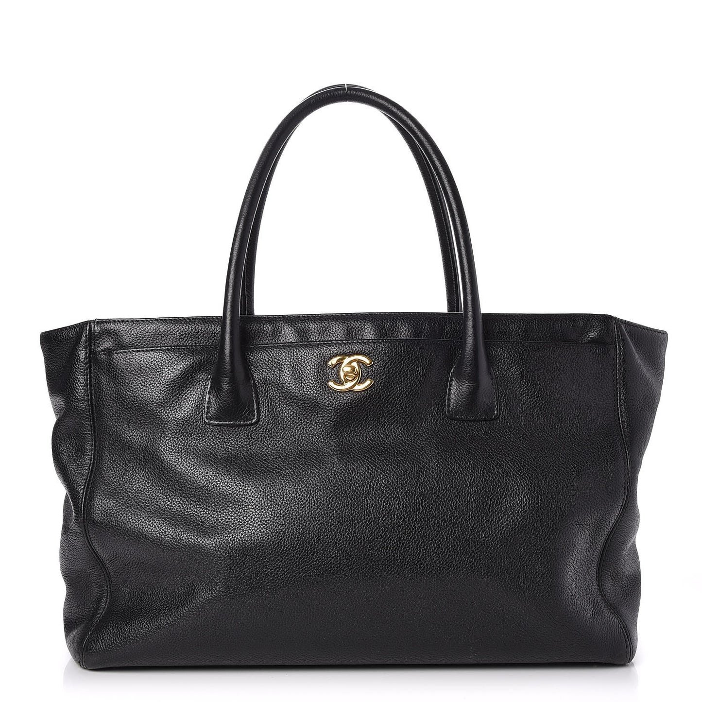 Calfskin Cerf Executive Shopper Tote Black