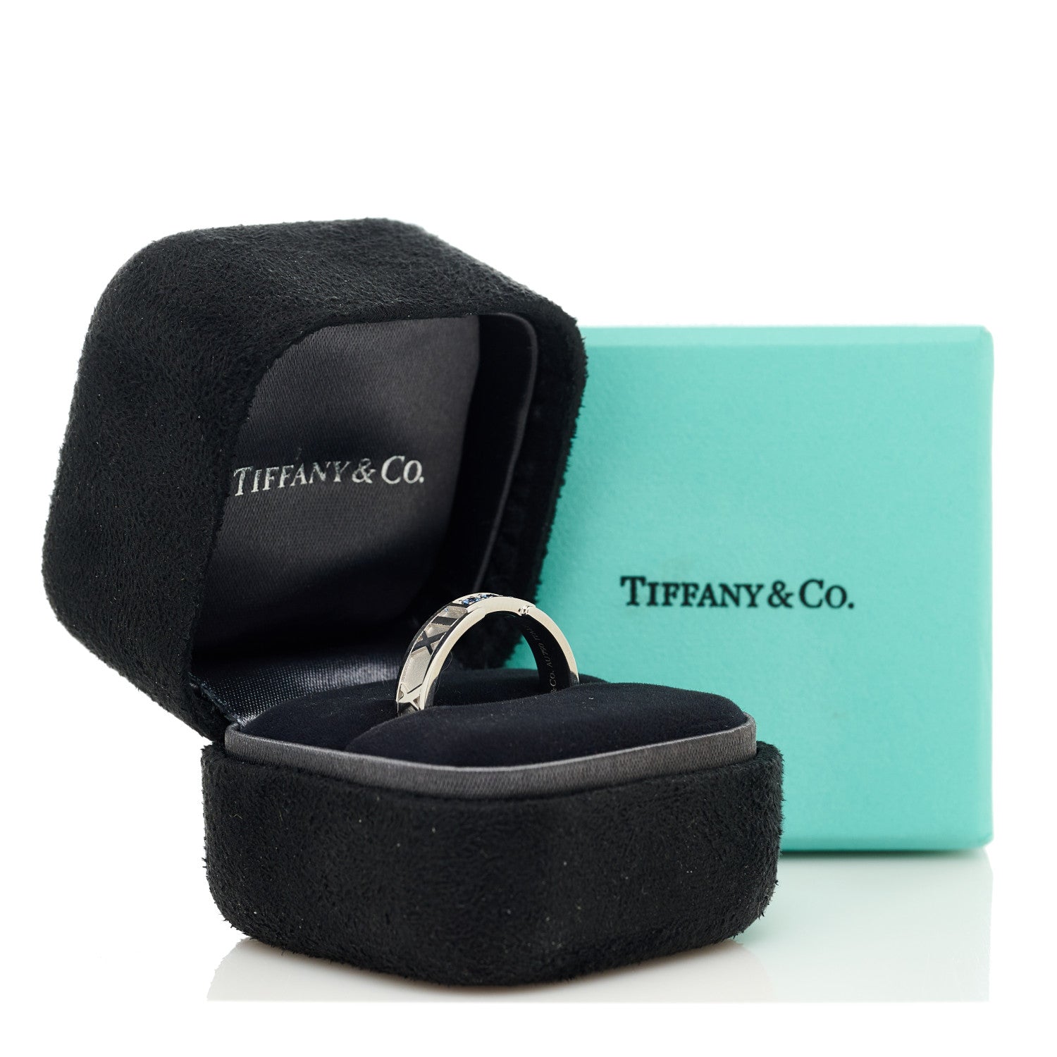 Tiffany 18K White Gold Blue Sapphire Atlas Ring 60 9 5 of 5