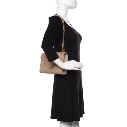 Saint Laurent Grain De Poudre Textured Mixed Matelasse Medium Triquilt Monogram Satchel Dark Beige 2 of 11