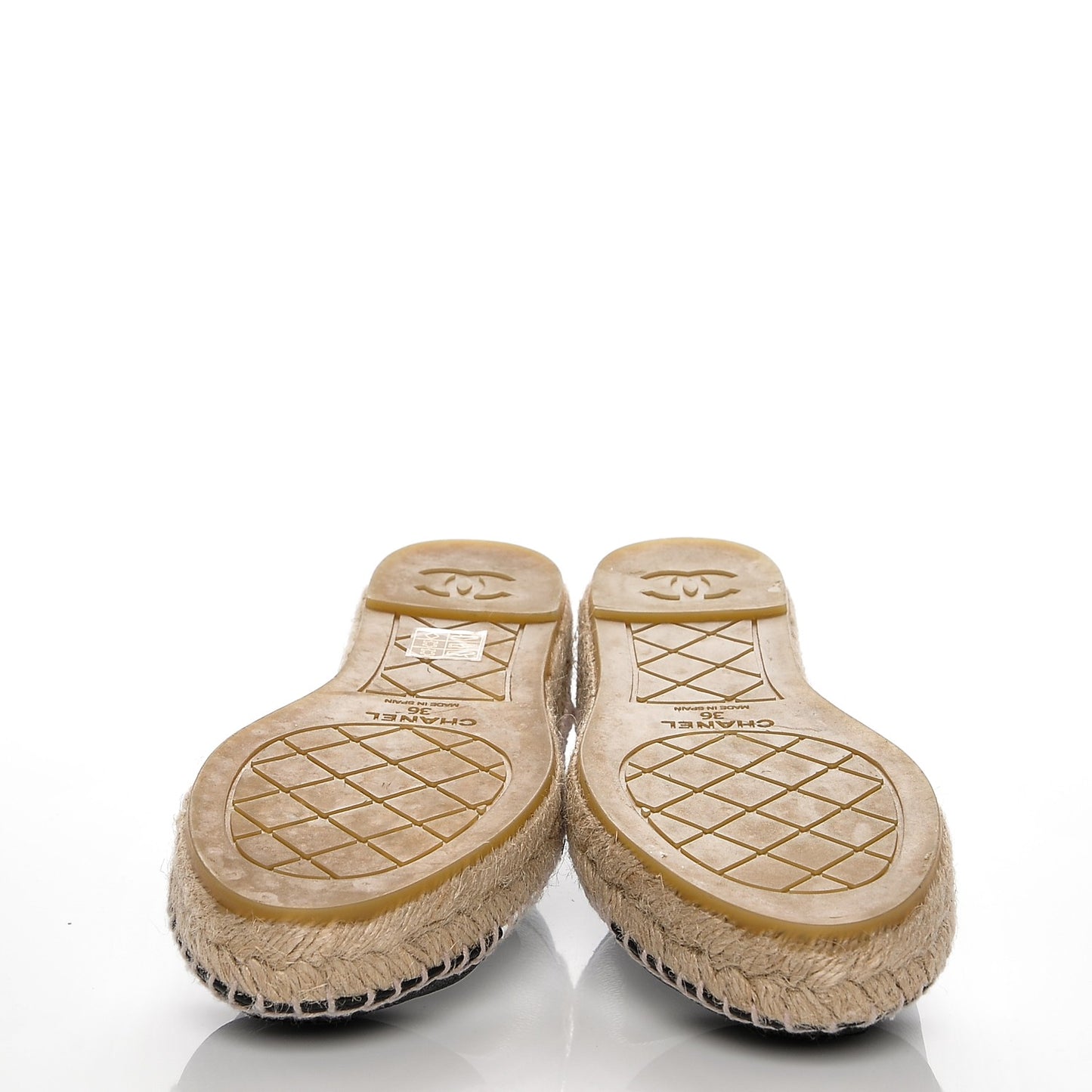 Grained Calfskin CC Espadrilles 36 White Black