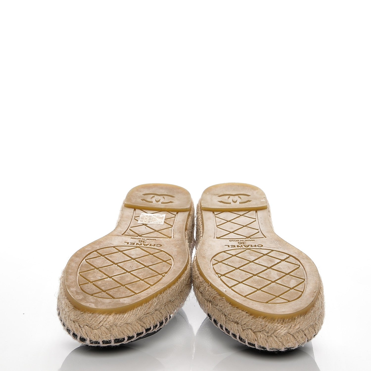 Chanel Grained Calfskin CC Espadrilles 36 White Black 5 of 7