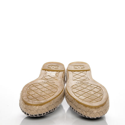 Chanel Grained Calfskin CC Espadrilles 36 White Black 5 of 7