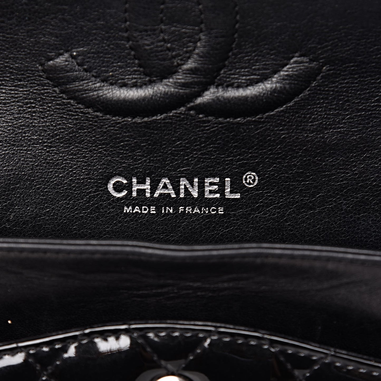 Patent Quilted Medium Double Flap Black